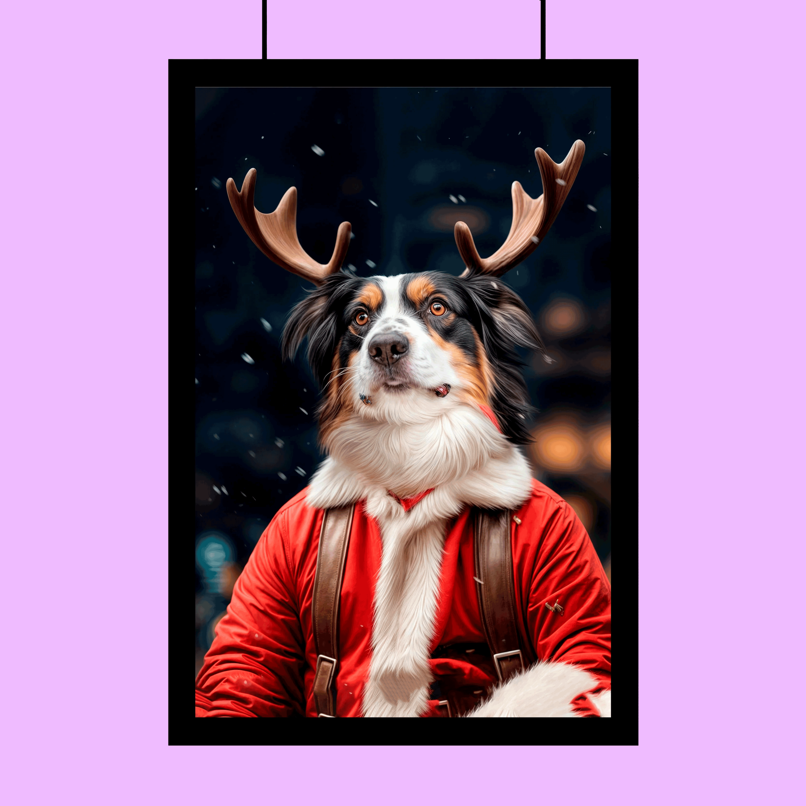 Reindeer Christmas Pet Portrait